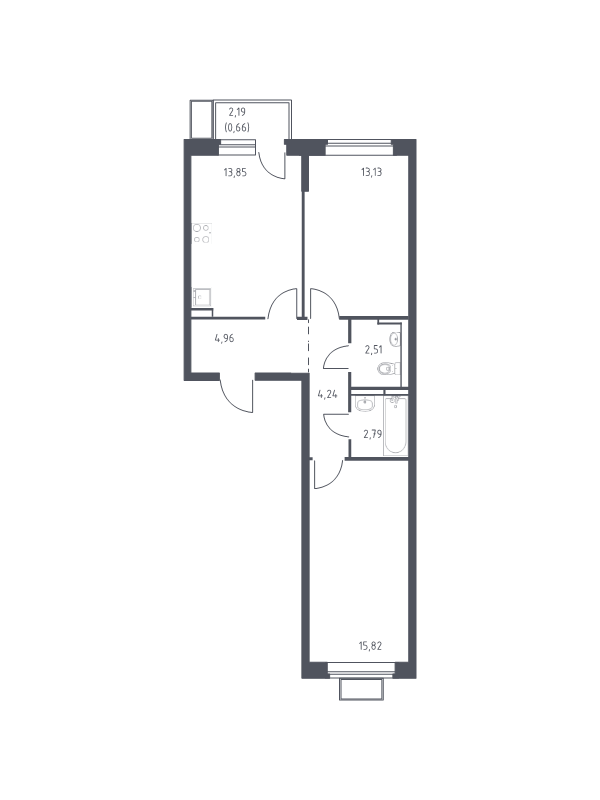 2 ккв 58 м²