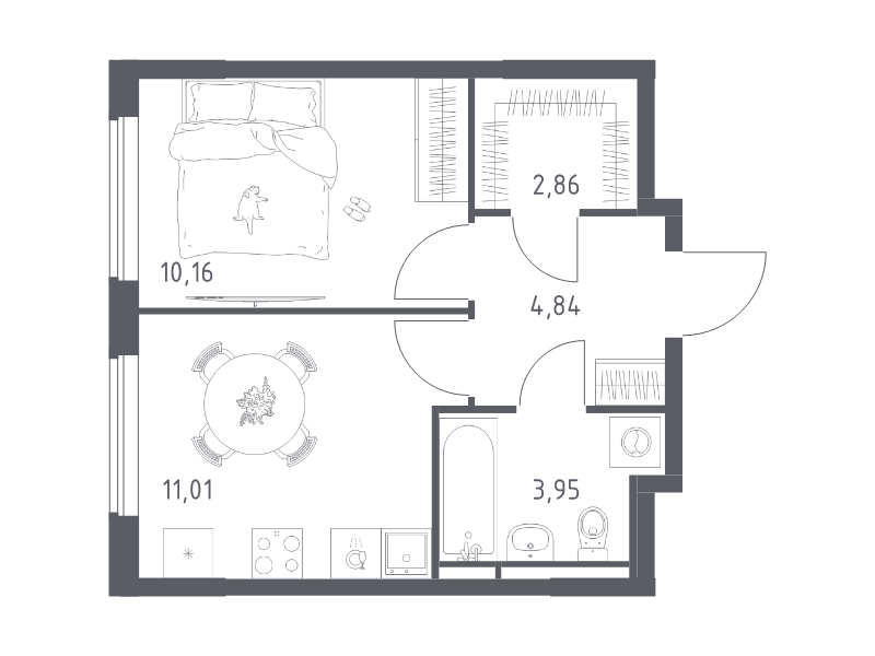 1 ккв 32,8 м²