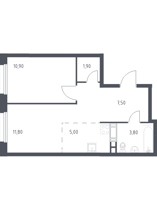 2 ккв (Евро) 40,9 м²