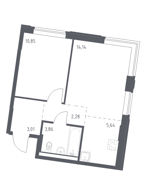 2 ккв (Евро) 39,8 м²
