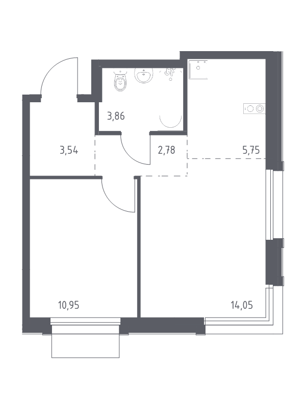 2 ккв (Евро) 40,9 м²