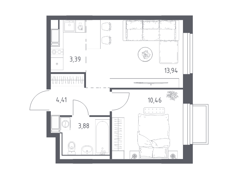 2 ккв (Евро) 36,1 м²