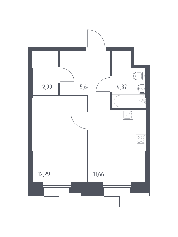 1 ккв 37 м²