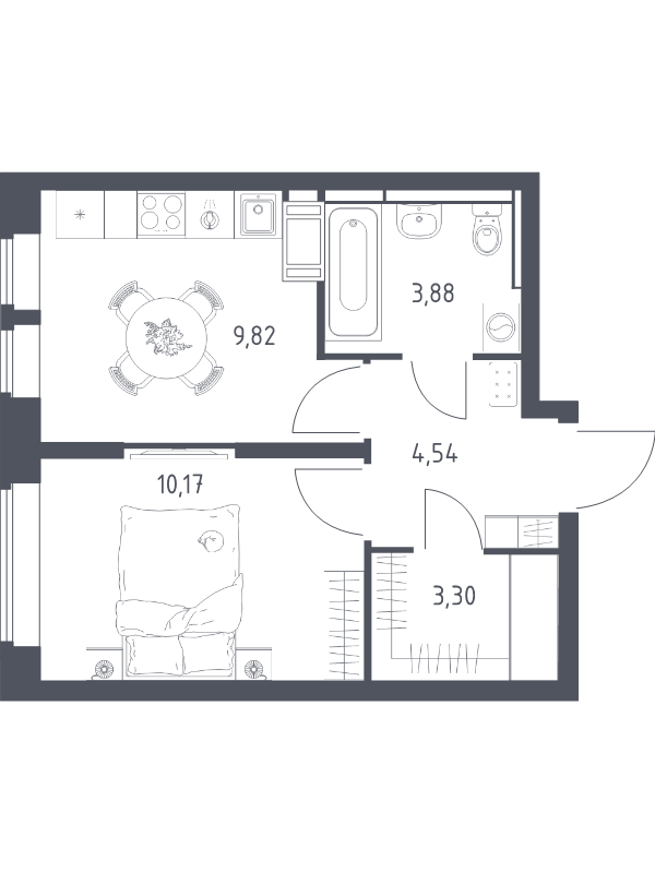 1 ккв 31,7 м²