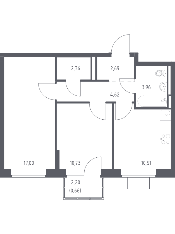 2 ккв 52,5 м²