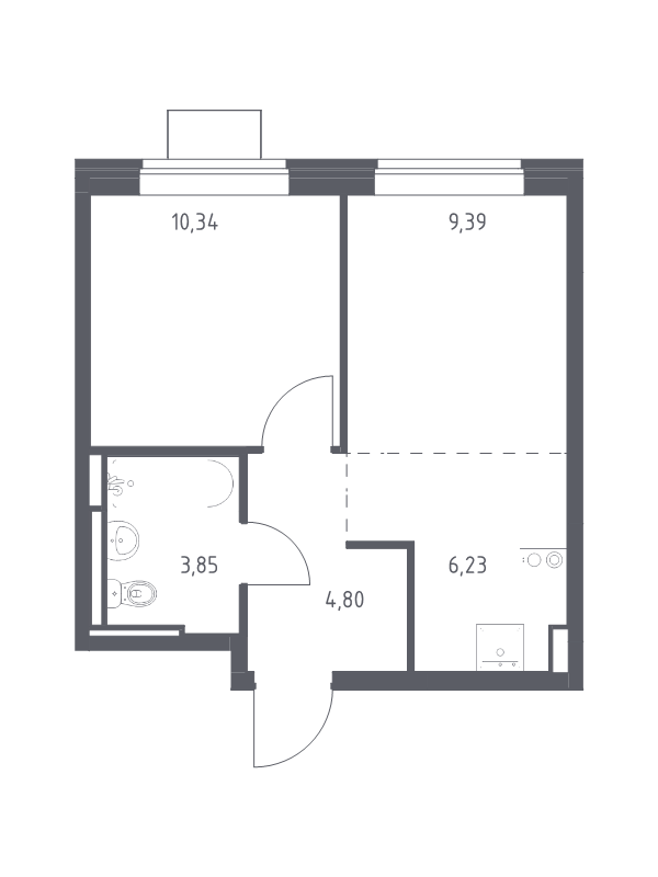 2 ккв (Евро) 34,6 м²