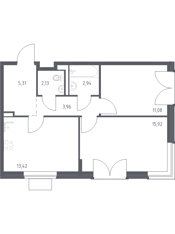2 ккв 54,8 м²