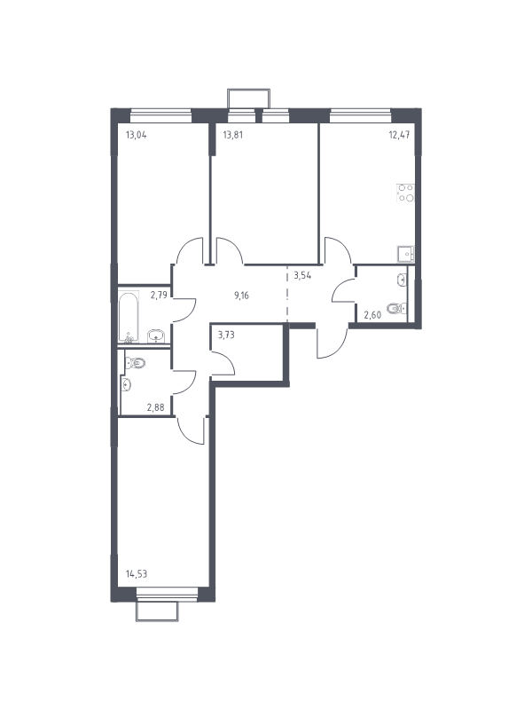 3 ккв 78,6 м²