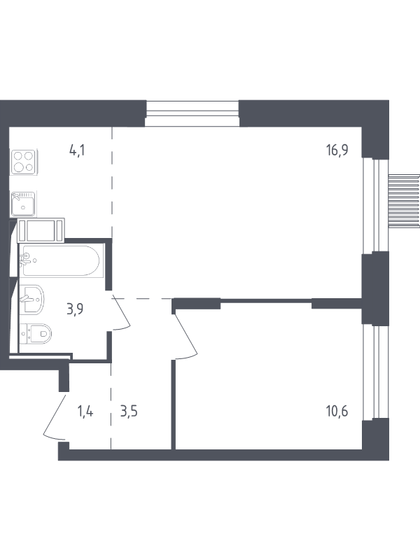 2 ккв (Евро) 39,8 м²