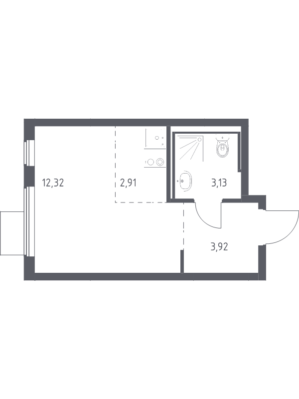 Студия 22,3 м²