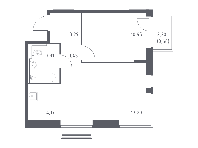 2 ккв (Евро) 41,5 м²