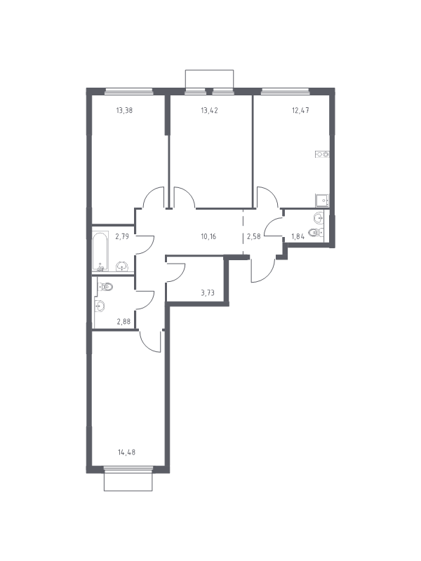 3 ккв 77,7 м²