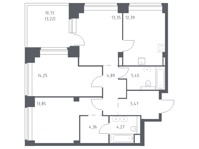 3 ккв 81,5 м²