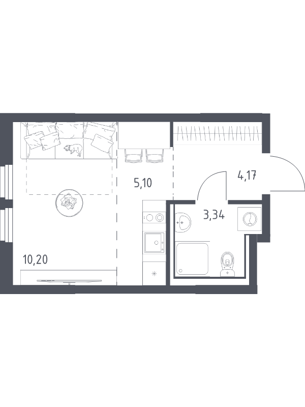 Студия 22,8 м²
