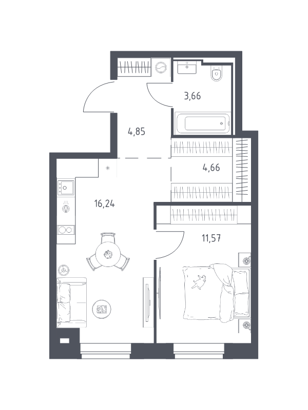 2 ккв (Евро) 41 м²