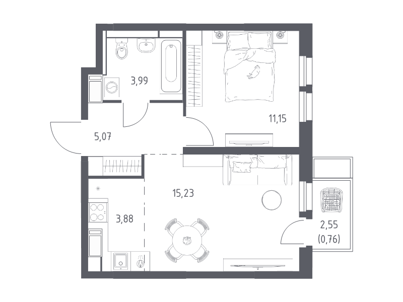 2 ккв (Евро) 40,1 м²