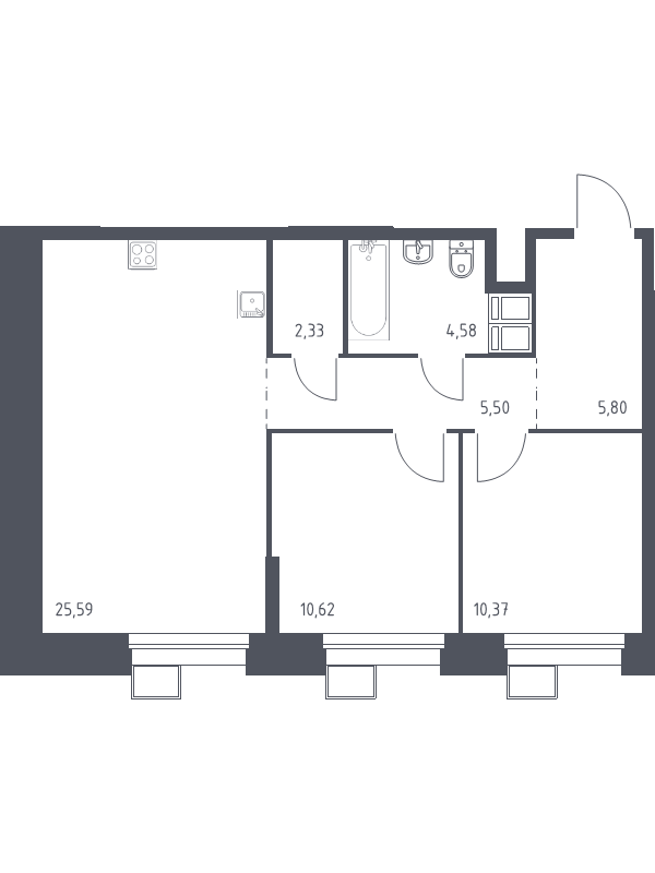 3 ккв (Евро) 64,5 м²