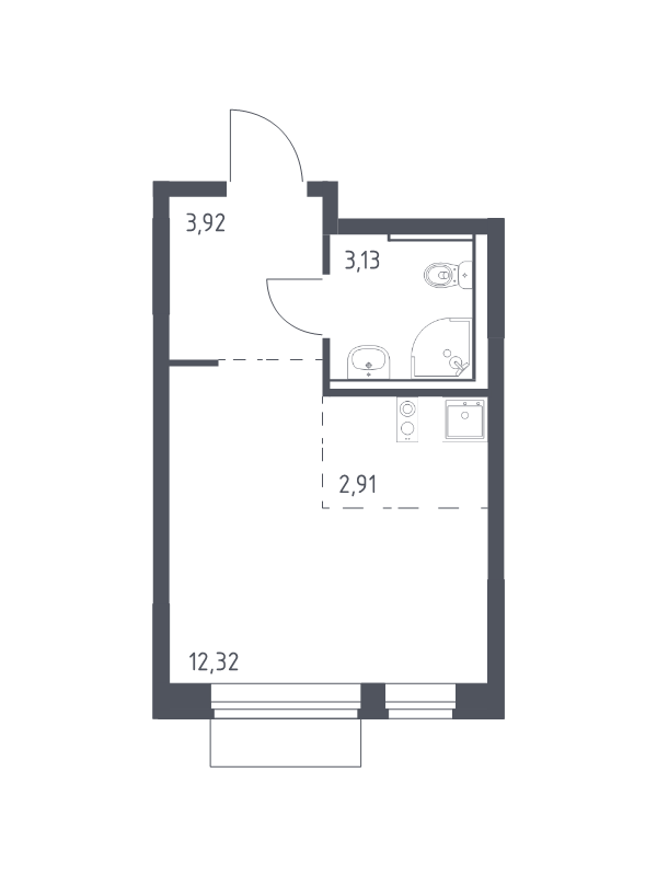Студия 22,3 м²