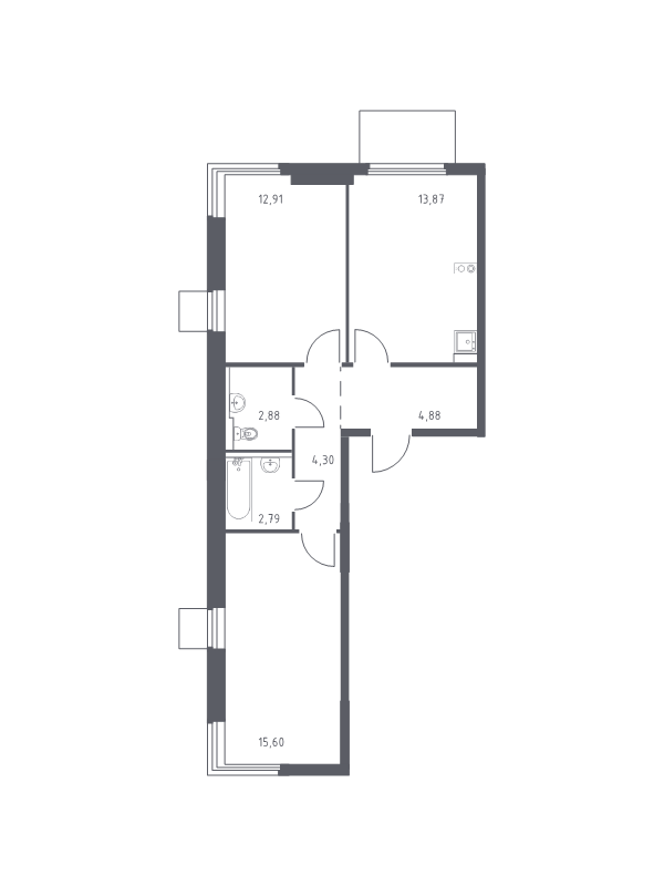 2 ккв 57,2 м²