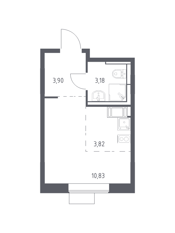 Студия 21,7 м²