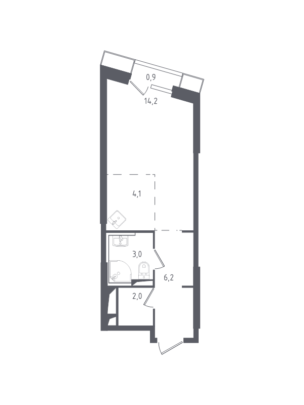 Студия 30,8 м²