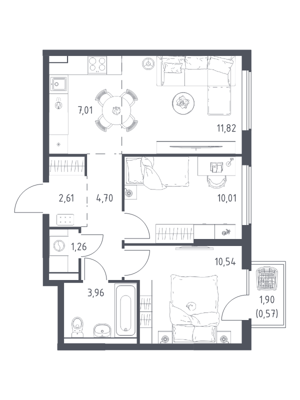 3 ккв (Евро) 52,5 м²
