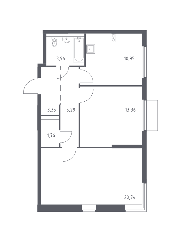 2 ккв 59,4 м²