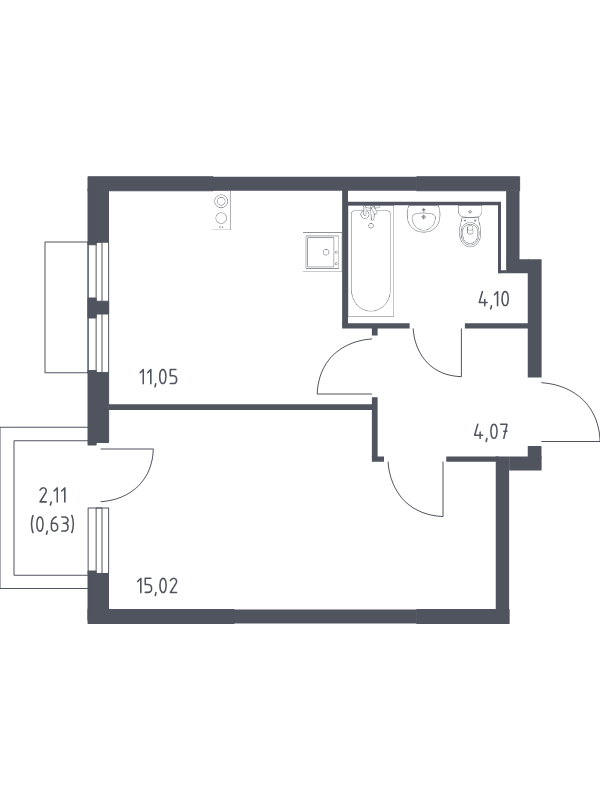1 ккв 34,9 м²