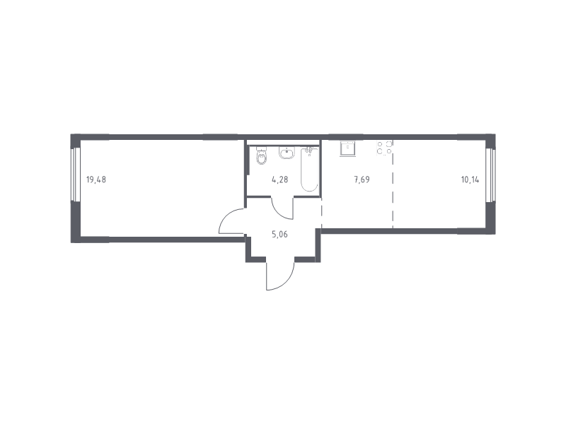 2 ккв (Евро) 46,7 м²