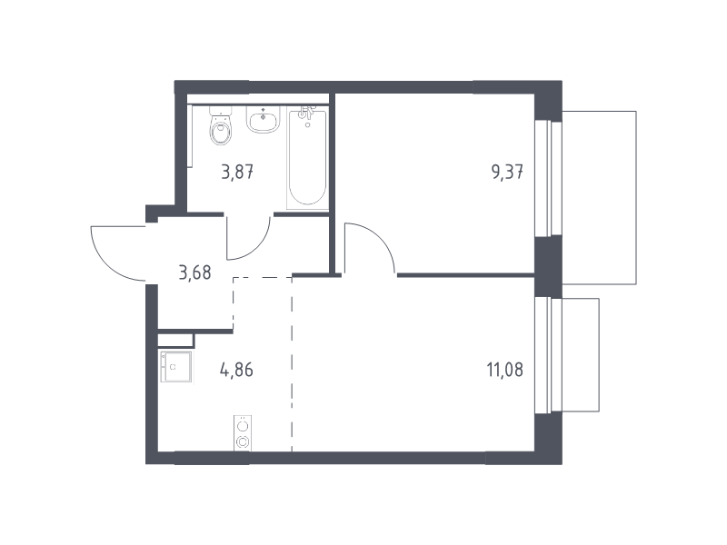 2 ккв (Евро) 32,9 м²