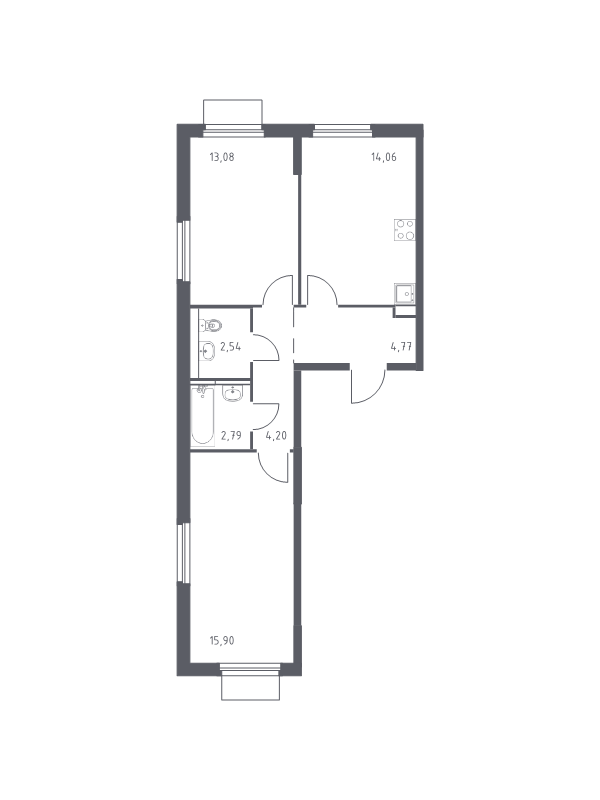 2 ккв 57,3 м²