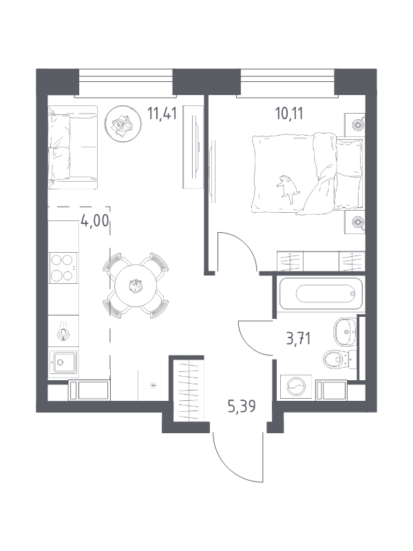 2 ккв (Евро) 34,6 м²