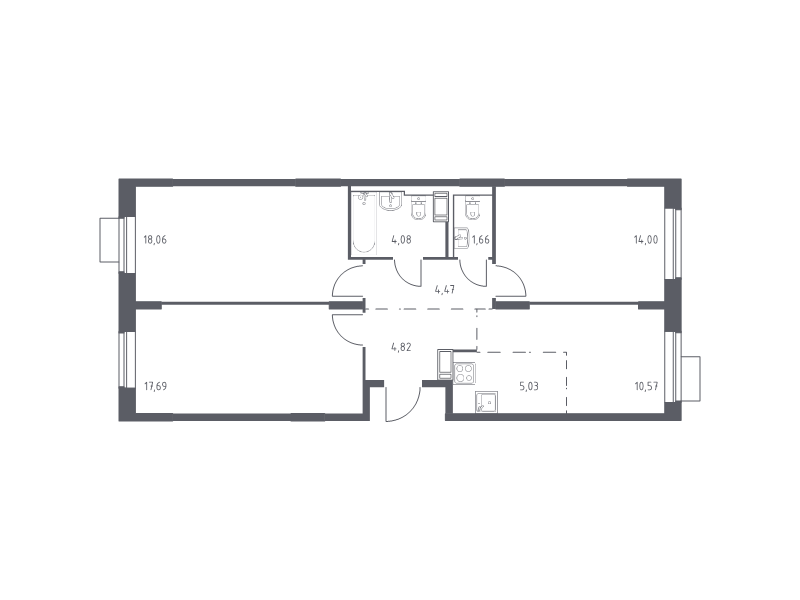 4 ккв (Евро) 80,4 м²