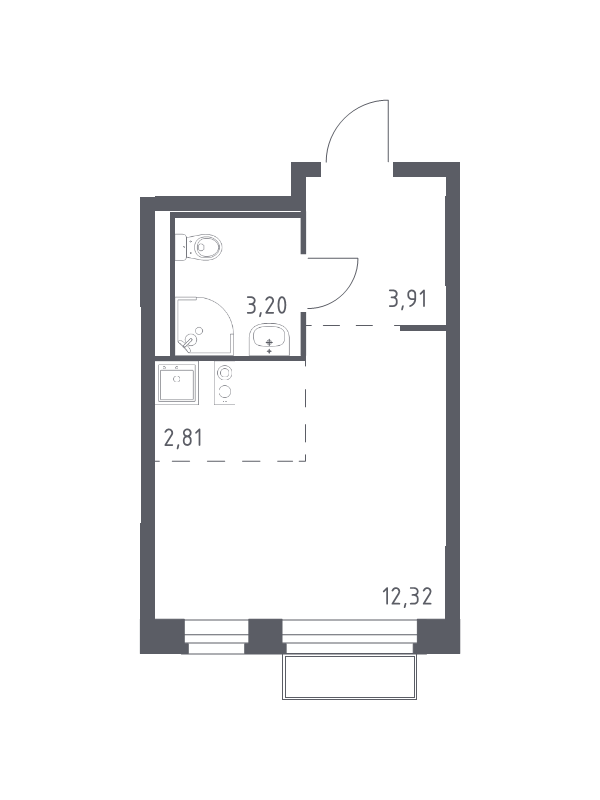 Студия 22,2 м²