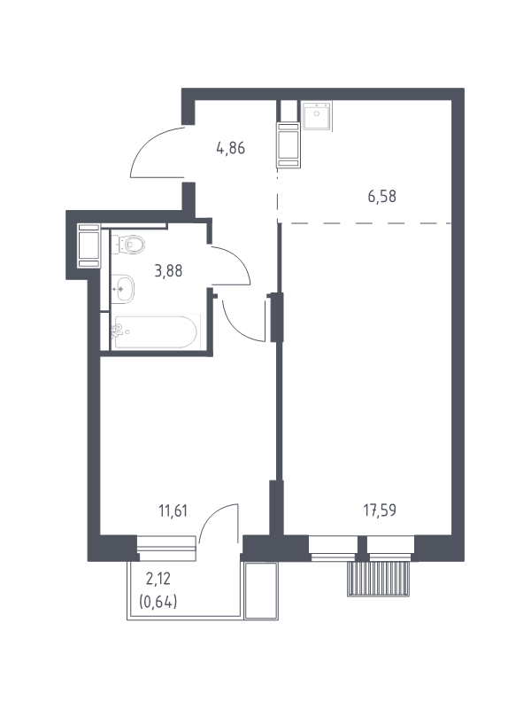 2 ккв (Евро) 45,2 м²