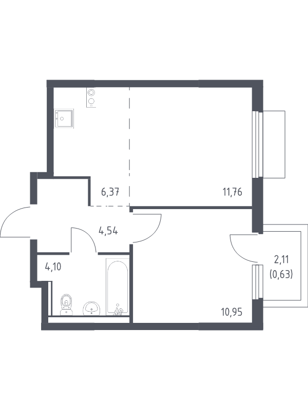2 ккв (Евро) 38,4 м²