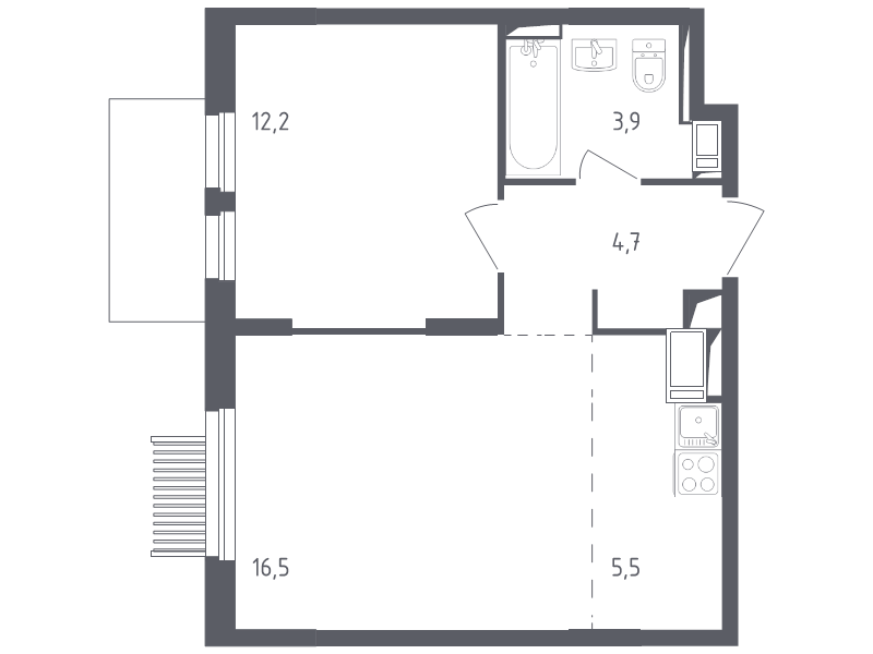 2 ккв (Евро) 42,4 м²