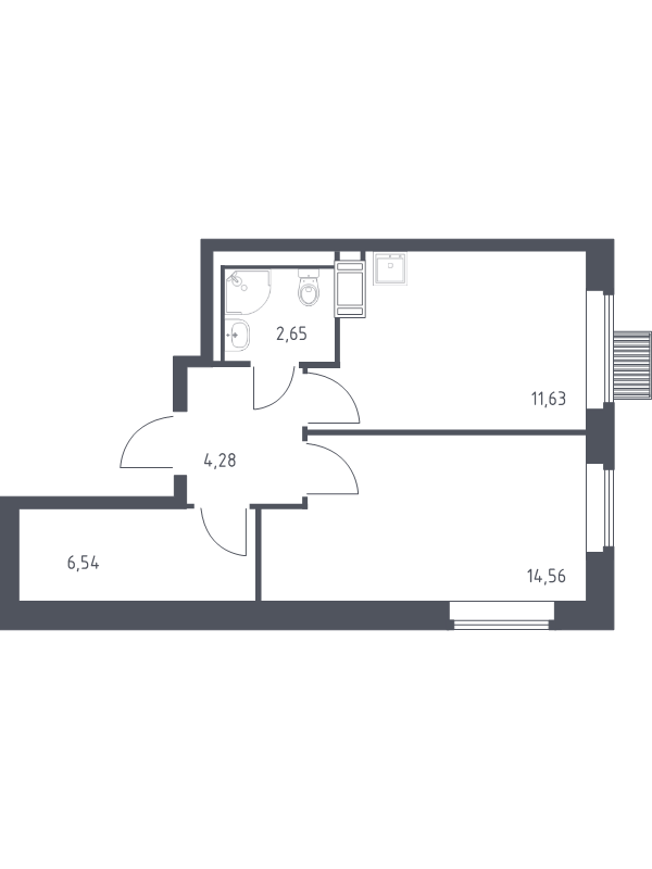 1 ккв 39,7 м²