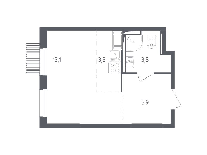 Студия 25,6 м²