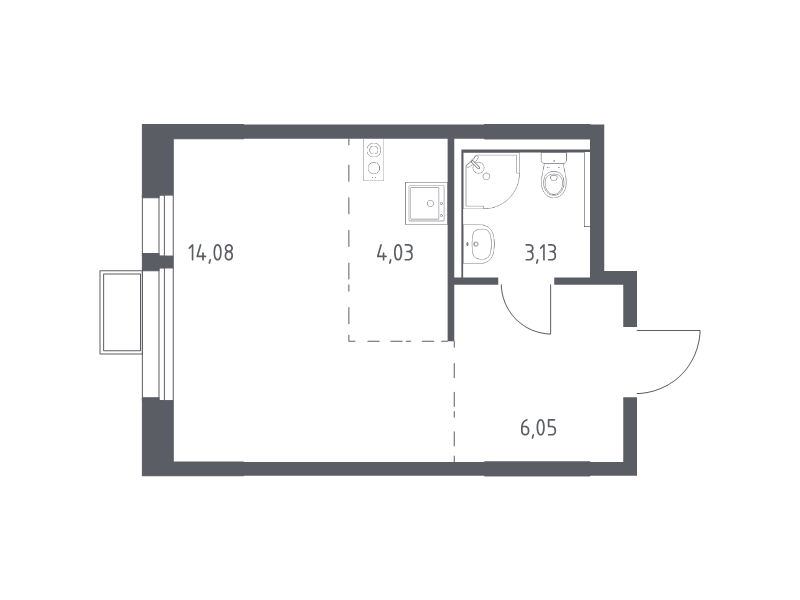 Студия 27,1 м²
