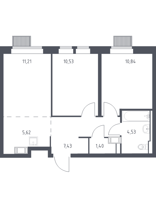 3 ккв (Евро) 51,6 м²