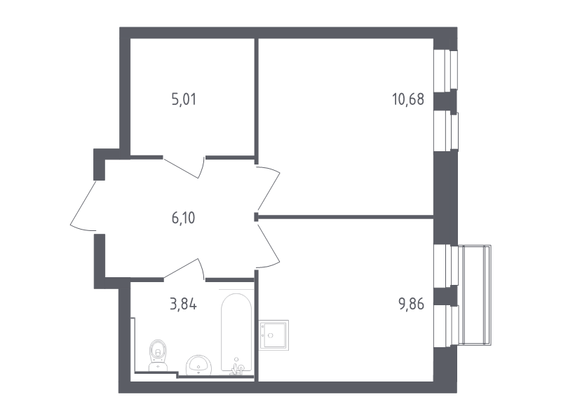 1 ккв 35,5 м²