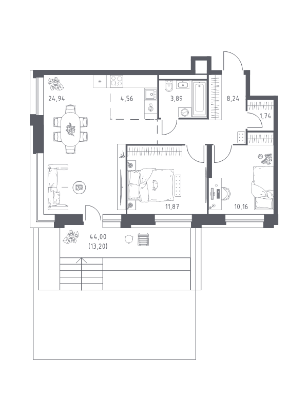 3 ккв (Евро) 78,6 м²
