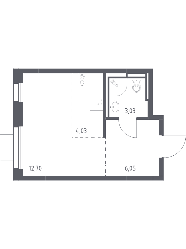 Студия 26 м²