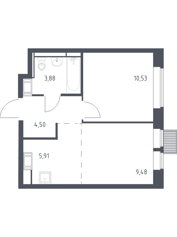 2 ккв (Евро) 34,3 м²