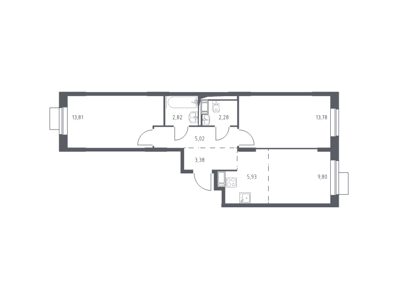 3 ккв (Евро) 56,8 м²