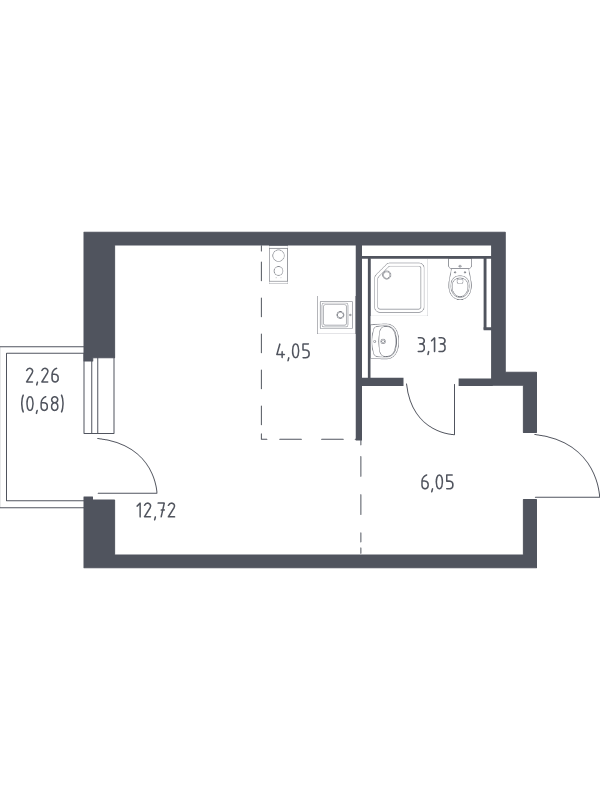 Студия 26,9 м²