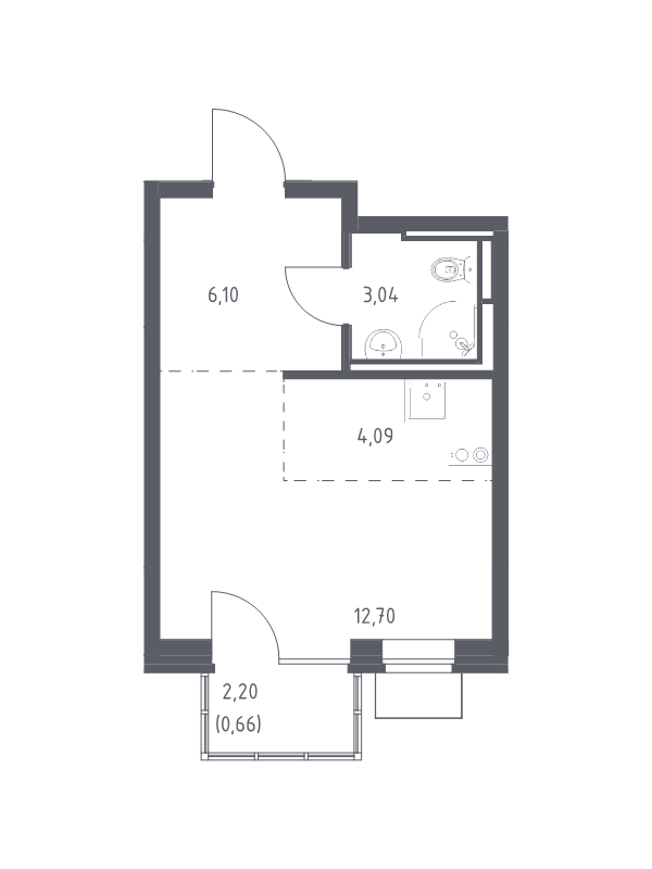 Студия 26,6 м²