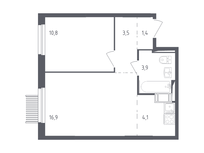 2 ккв (Евро) 40 м²