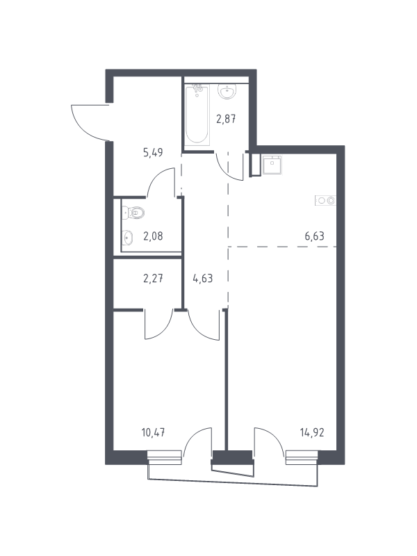 2 ккв (Евро) 48,6 м²